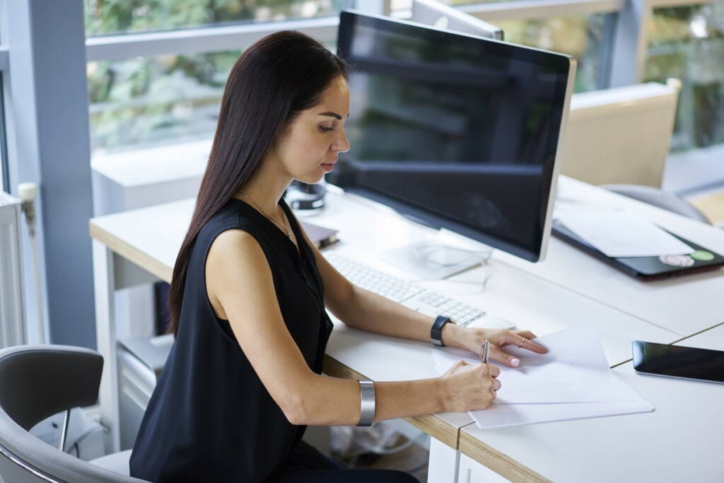 woman working at desk