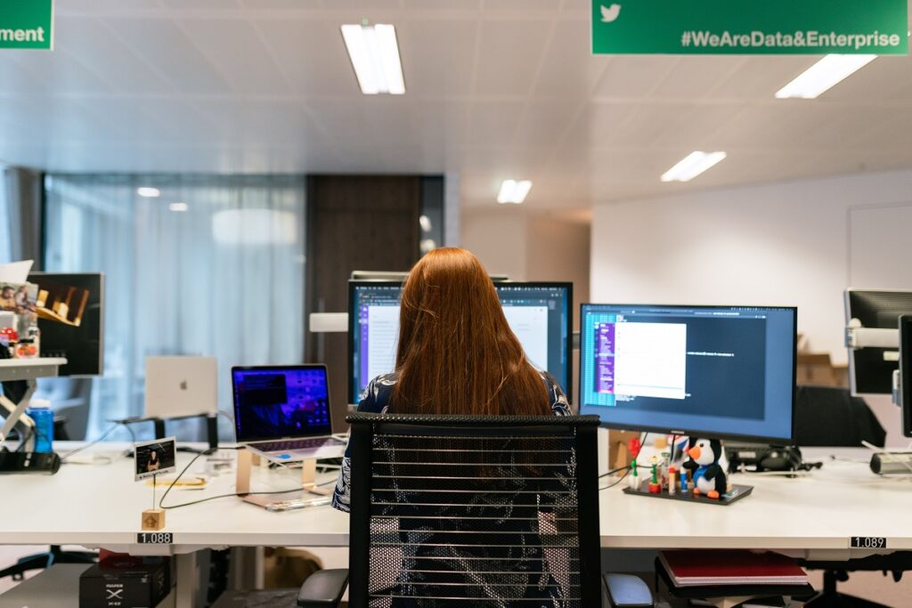 Woman working at computer in office